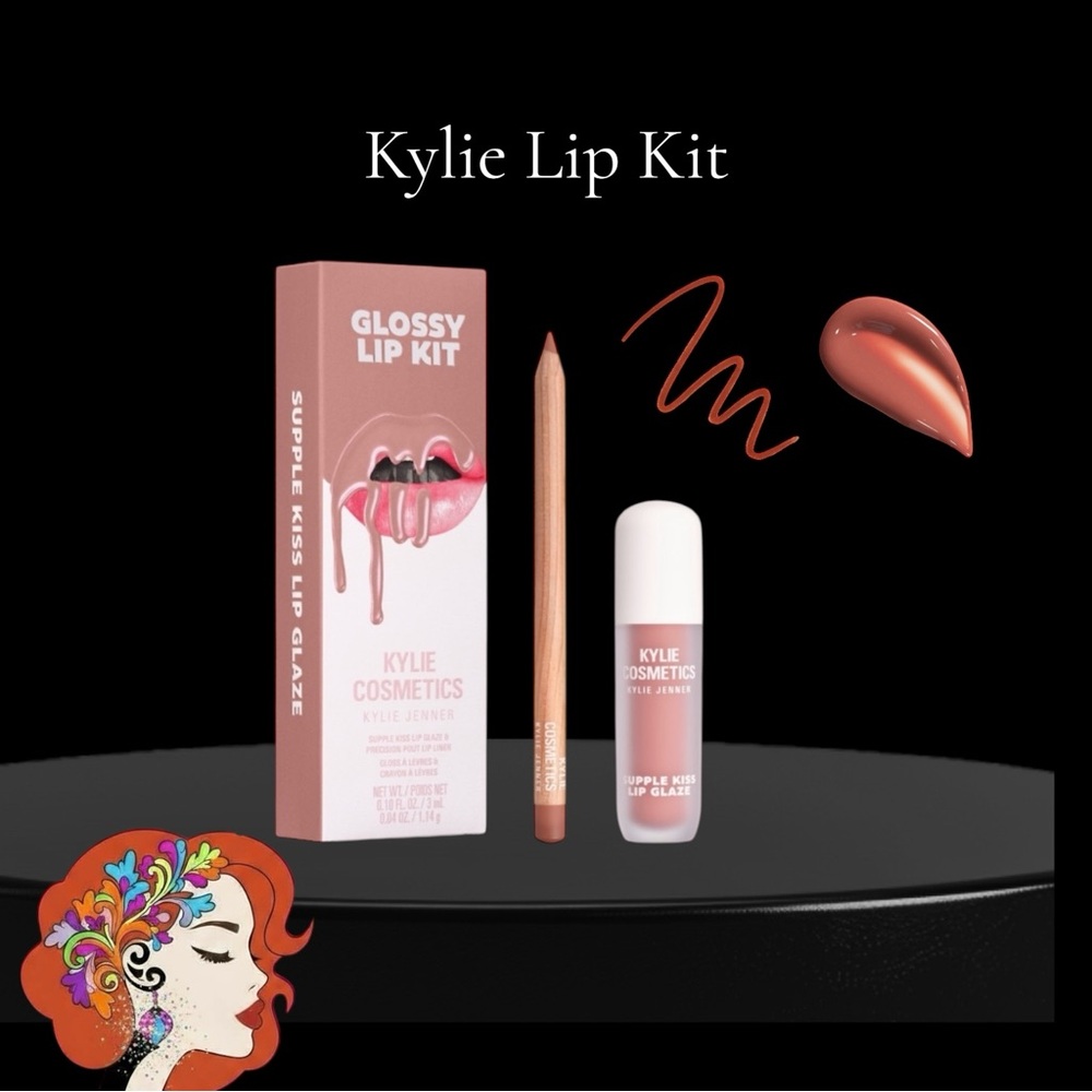 Kylie Cosmetics Glossy Lip Kit - Coral + Matte Liquid lipstick sample kit.